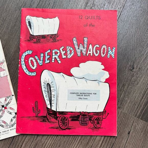 Vintage 50s Quilt Pattern Books Lot of 2 Covered Wagon& All-Year 24 Patterns - Picture 2 of 10